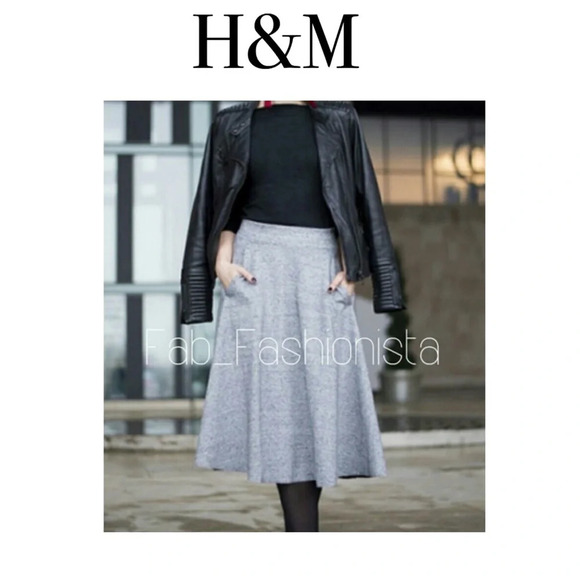 H&M Grey Midi Skirt size small - Picture 1 of 16